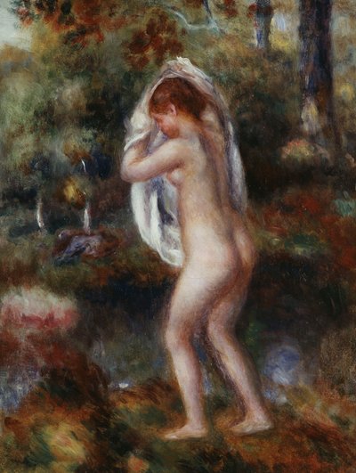 Bader die zich Uitkleedt, 1897 door Pierre Auguste Renoir