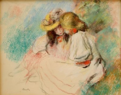 Twee Meisjes Lezend door Pierre Auguste Renoir