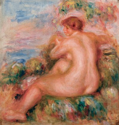 Vrouwelijk naakt in een landschap, 1915 door Pierre Auguste Renoir