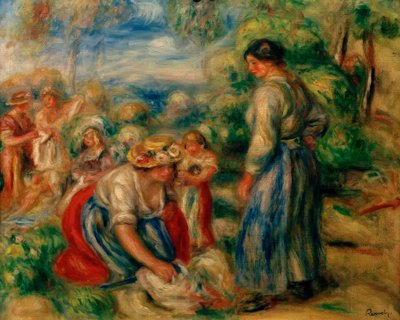 De wasvrouwen door Pierre Auguste Renoir