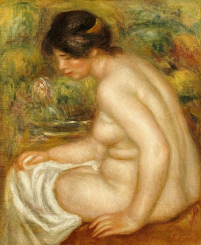 Zijaanzicht van een Zittende Bader door Pierre Auguste Renoir