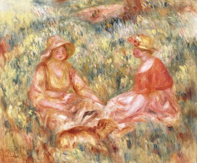 Twee Vrouwen in het Gras, c.1910 door Pierre Auguste Renoir