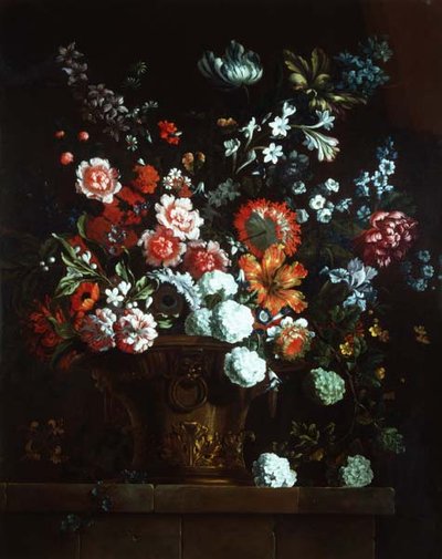 Bloemen in een bronzen urn door Pieter Casteels