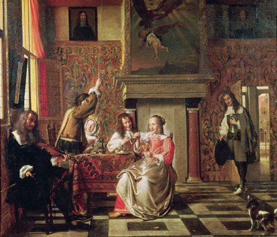 Gesprek door Pieter de Hooch