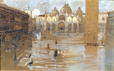 Venetië, het San Marcoplein door Pietro Fragiacomo