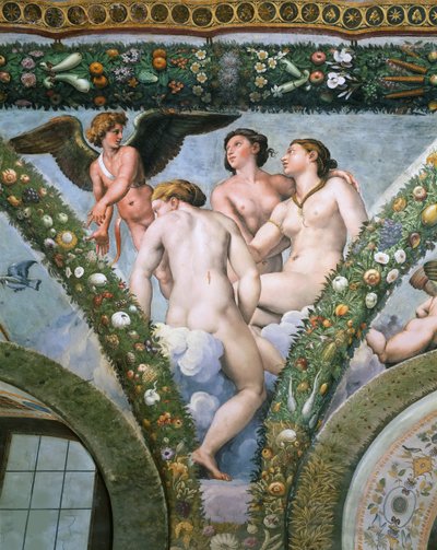 Cupido en de drie Gratiën, 1517-1518 door Raphael