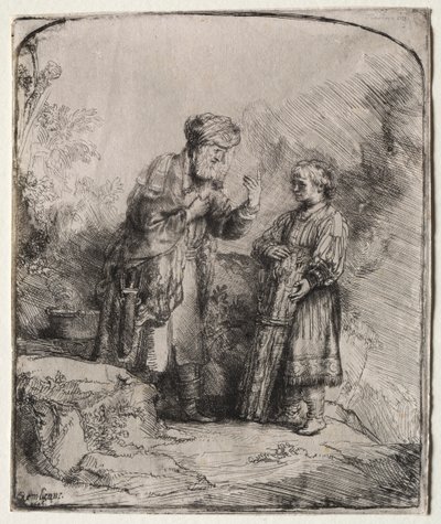 Abraham en Isaak door Rembrandt van Rijn