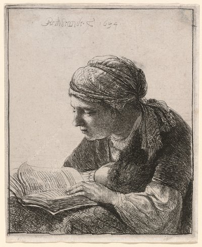 Vrouw Leest door Rembrandt van Rijn