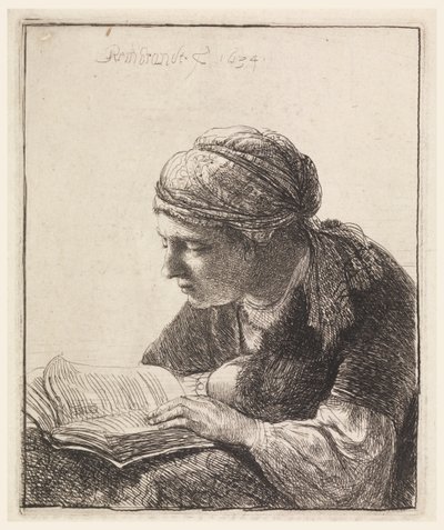 Vrouw Leest door Rembrandt van Rijn