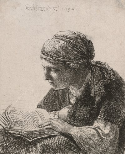 Vrouw die leest, 1634 door Rembrandt van Rijn