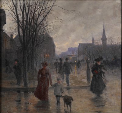 Regenachtige avond op Hennepin Avenue, c.1902 door Robert Koehler