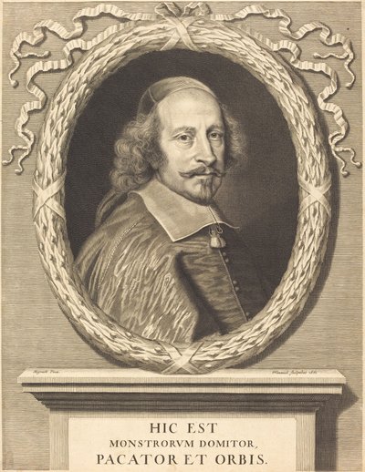 Kardinaal Jules Mazarin door Robert Nanteuil after Pierre Mignard I