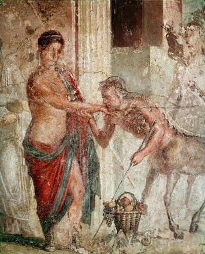 Centaur tijdens het huwelijk van Pelops en Hippodamia (fresco) door Roman