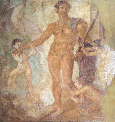 Fresco die Theseus Bevrijder afbeeldt (fresco) door Roman