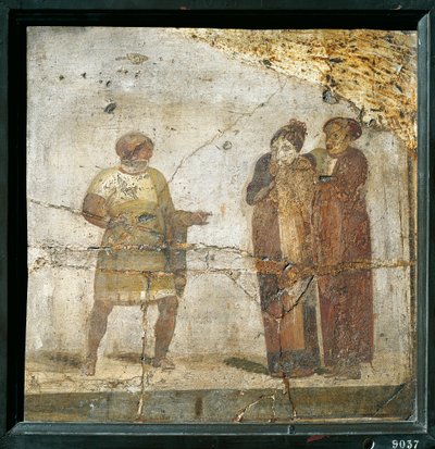 Theaterscène, fresco, Pompeii, Italië door Roman Roman