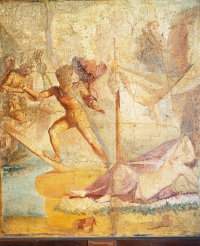 Theseus verlaat Ariadne, fresco uit Pompeii door Roman Roman