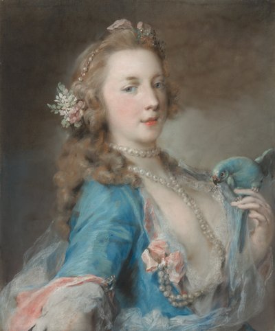 Een jonge dame met een papegaai door Rosalba Carriera