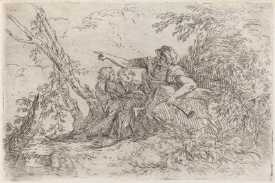 Herder in een landschap door Salvator Rosa