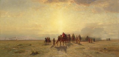 Caravan in de woestijn door Samuel Colman