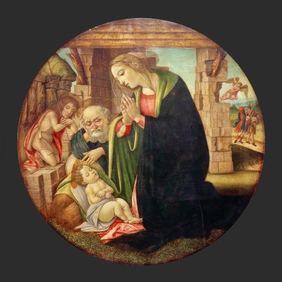 Aanbidding van het kind met de Johannesjongen door Sandro Botticelli