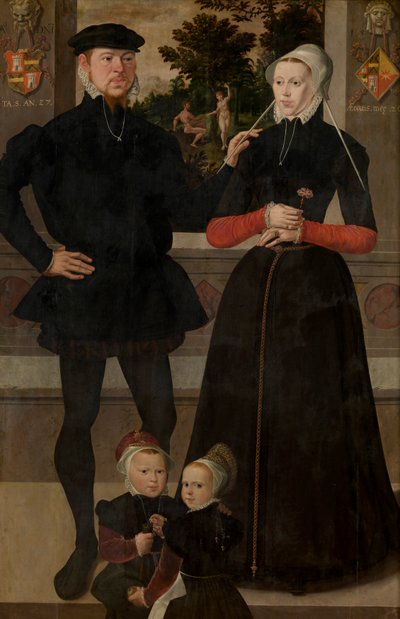 Portret van een familie door School Netherlandish