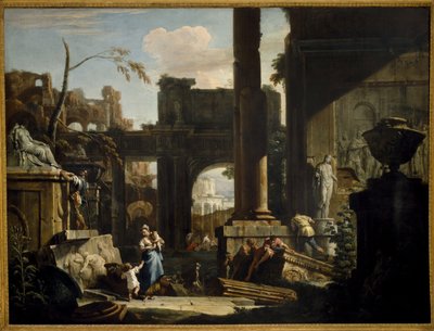 Perspectief van ruïnes met figuren, 1720s door Sebastiano Ricci