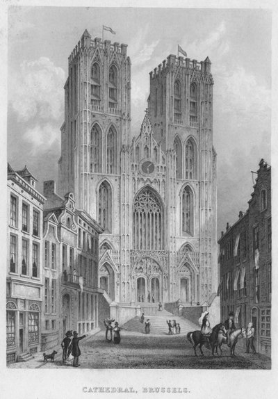 Kathedraal, Brussel, 1850 door Shury and Son