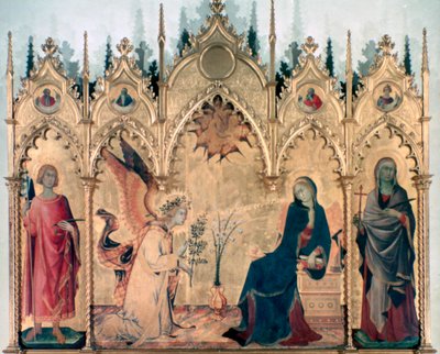 De Annunciatie en Twee Heiligen, 1333 door Simone Martini