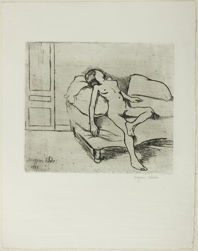 Louise naakt op een sofa door Suzanne Valadon