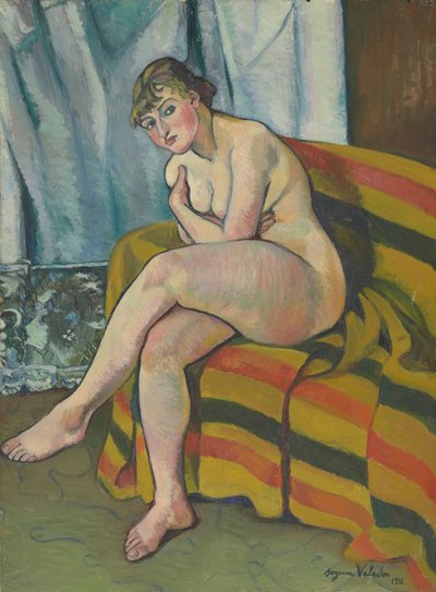 Naakt zittend op een bank door Suzanne Valadon