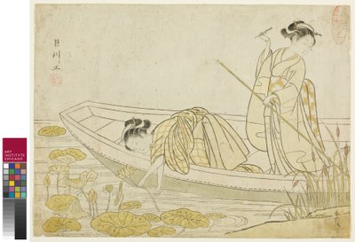 Lotusbloemen Verzamelen, 1765 door Suzuki Harunobu