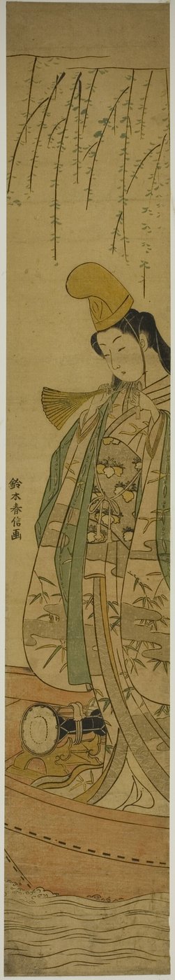 Shirabyoshi Danser Staand in Asazuma Boot door Suzuki Harunobu