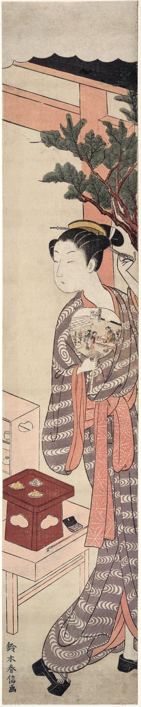 Het theestalletje - Kagiya Osen door Suzuki Harunobu