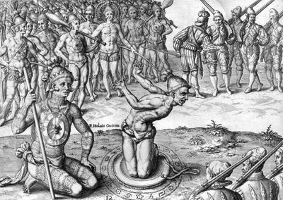 Indiaanse chef Potano Utina door Theodor de Bry