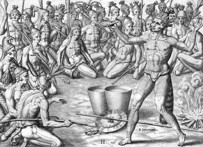 Timucua Indiaanse ceremonie door Theodor de Bry