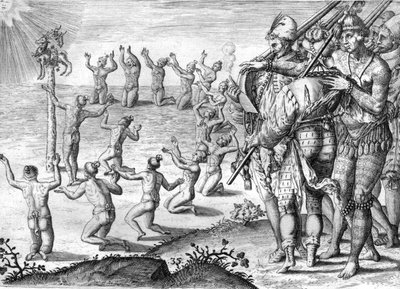 Stam van de Timucua-indianen door Theodor de Bry