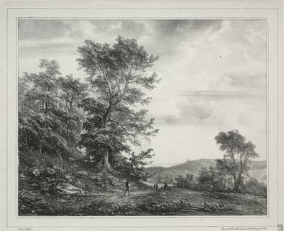 Landschap met figuren door Jean Antoine Theodore Gudin