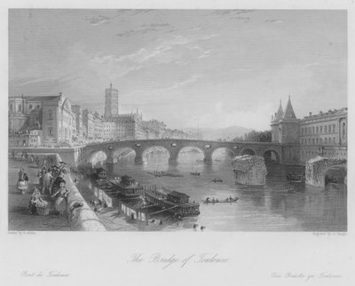 De Brug van Toulouse (gravure) door Thomas (after) Allom