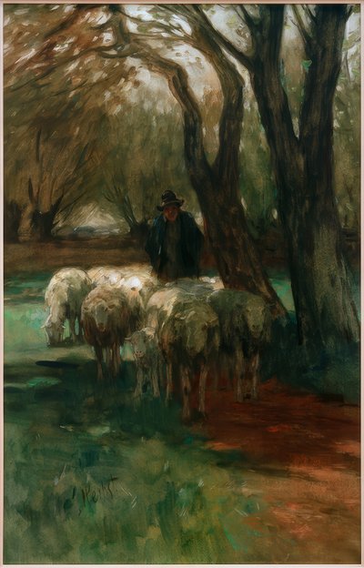 Herder met Kudde door Thomas Ludwig Herbst