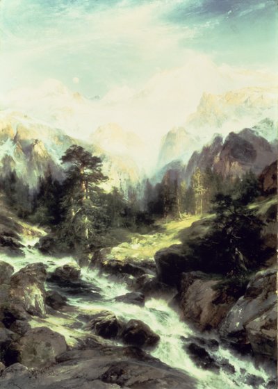 In de Teton Range door Thomas Moran