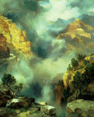 Mist in de Canyon, 1914 door Thomas Moran