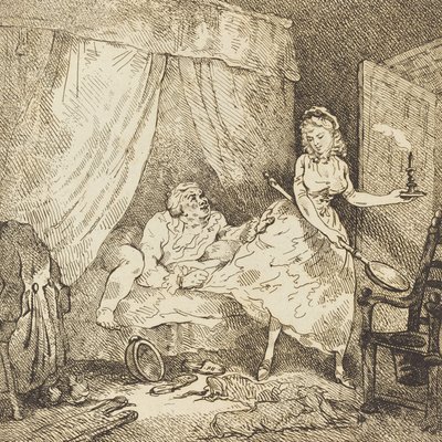 Een beddenwarmer door Thomas Rowlandson