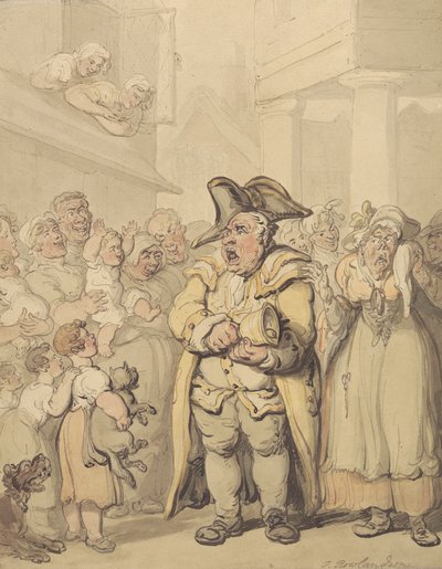 Een stadsomroeper door Thomas Rowlandson