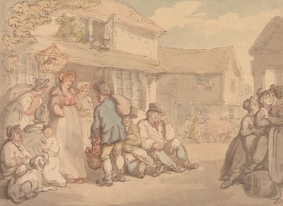 Een Dorpsscène met Rustende Boeren door Thomas Rowlandson