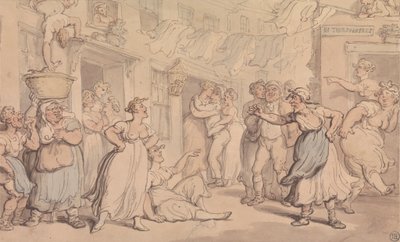 Boze scène in een straat door Thomas Rowlandson