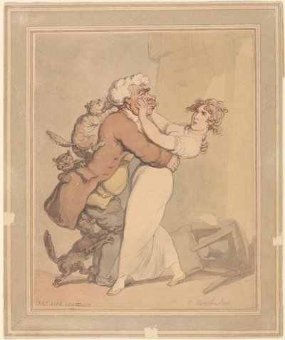 Katachtige Hofmakerij door Thomas Rowlandson