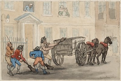 Het verzamelen van de nachtgrond, uitgegeven 1788 door Thomas Rowlandson