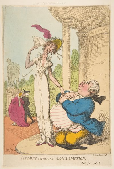 Waterzucht het hof maken aan consumptie, 25 oktober 1810 door Thomas Rowlandson