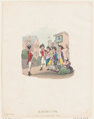 Rekruten, 1 maart 1803 door Thomas Rowlandson