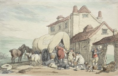 Richardsons Show: Een vliegende wagen, 1816 door Thomas Rowlandson